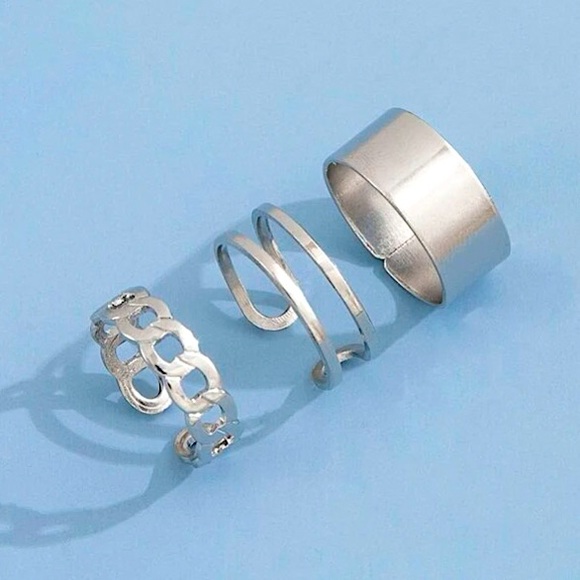 🔴𝟭𝟬/$𝟮𝟱🔴NEW 3 Silver Simple Rings Set - Picture 7 of 13